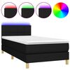 vidaXL Sommier &agrave; lattes de lit avec matelas et LED Noir 90x200cm Tissu