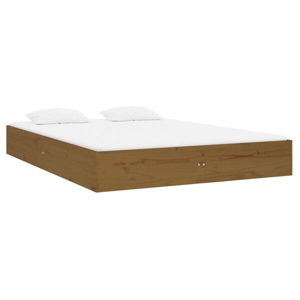 vidaXL Cadre de lit sans matelas marron miel bois massif 135x190 cm