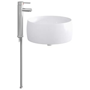 vidaXL Lavabo avec robinet et &eacute;vacuation Chrome 38,5 x 38,5 x 16 cm