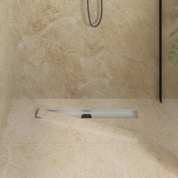 vidaXL &Eacute;vacuation de douche 2-en-1 avec siphon &agrave; 360&deg; Argent&eacute; 70 cm