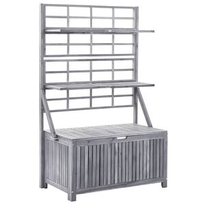 vidaXL Bo&icirc;te de rangement avec treillis Gris 99x55x160cm Acacia solide