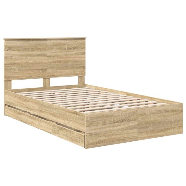 vidaXL Cadre de lit Ch&ecirc;ne Sonoma 135 x 190 cm Bois Ing&eacute;nierie