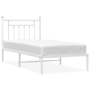 vidaXL Cadre de lit m&eacute;tal sans matelas avec t&ecirc;te de lit blanc 90x190cm