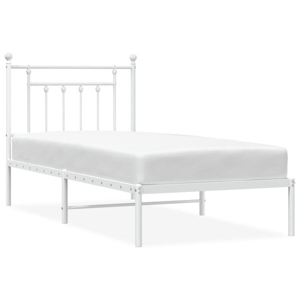 vidaXL Cadre de lit métal sans matelas avec tête de lit blanc 90x190cm