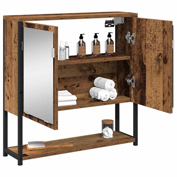 vidaXL Armoire de toilette avec miroir Bois ancien 60 x 16 x 60 cm