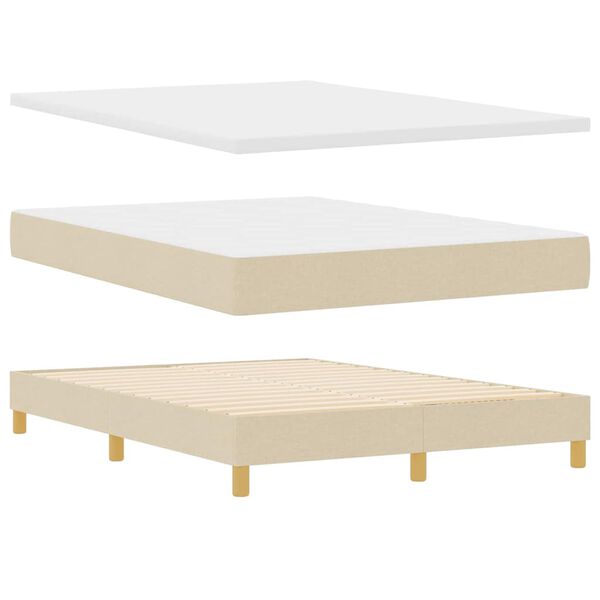 vidaXL Lit &agrave; ressorts avec matelas Cr&egrave;me 190 x 140 cm Polyester