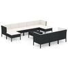 vidaXL Salon de jardin 11 pcs avec coussins R&eacute;sine tress&eacute;e Noir
