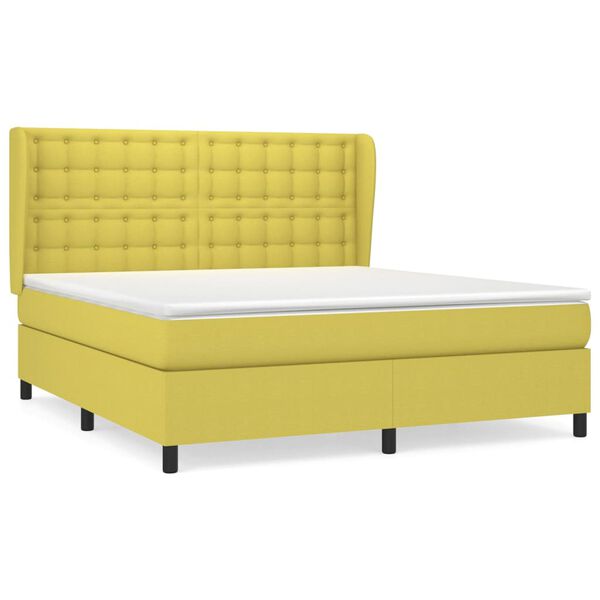 vidaXL Sommier &agrave; lattes de lit avec matelas Vert 180x200 cm Tissu