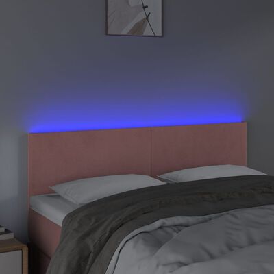 vidaXL Tête de lit à LED Rose 144x5x78/88 cm Velours