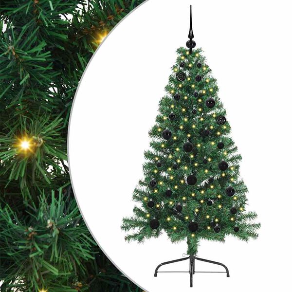 vidaXL Sapin de No&euml;l artificiel pr&eacute;-&eacute;clair&eacute; Vert 150 cm PVC