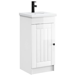 vidaXL Meuble de salle de bain avec &eacute;vier Blanc brillant