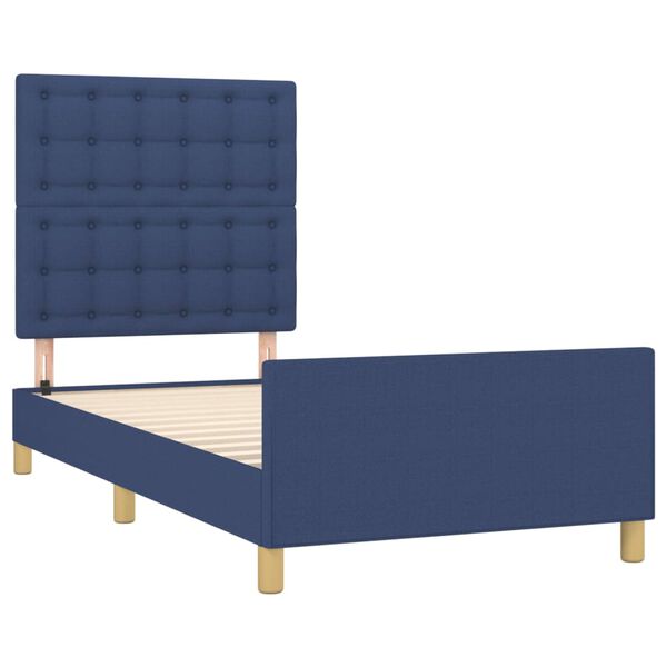 vidaXL Cadre de lit sans matelas avec t&ecirc;te de lit bleu 80x200 cm tissu