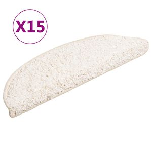 vidaXL Tapis d'escalier 15 pi&egrave;ces 56 x 17 x 3 cm Blanc Demi-rond