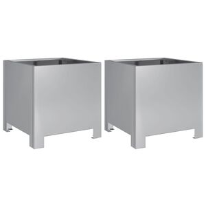 vidaXL Jardini&egrave;res 2 pcs 30x30x30 cm acier galvanis&eacute;
