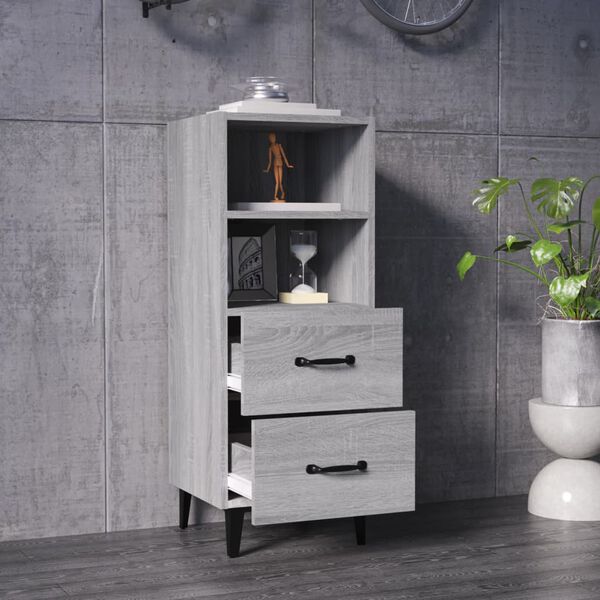 vidaXL Buffet Sonoma gris 34,5x34x90 cm Bois d'ing&eacute;nierie