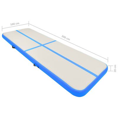 vidaXL Tapis gonflable de gymnastique avec pompe 300x100x20cm PVC Bleu