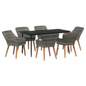 vidaXL Ensemble de salle &agrave; manger pour jardin 7 pcs Gris polyrotin