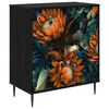 vidaXL Commode LOCHEM Impression orange 66 x 36,5 x 76 cm Ch&ecirc;ne noir