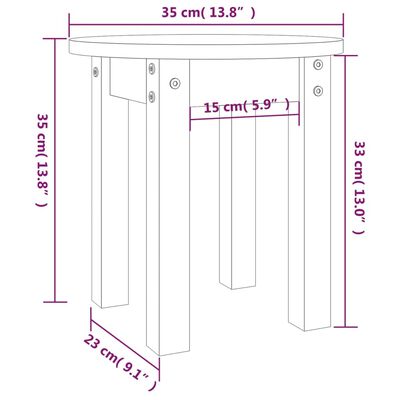 vidaXL Table basse Blanc Ø 35x35 cm Bois massif de pin