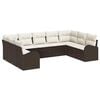 vidaXL Ensemble de canap&eacute; de jardin 9 pc Marron et blanc polyrotin