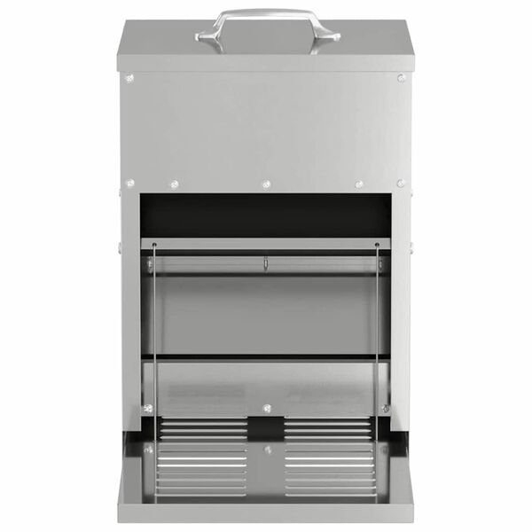 vidaXL Nourrisseur &agrave; p&eacute;dale pour poules Argent 25 x 42 x 40 cm