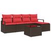 vidaXL Ensemble de Canap&eacute;s 6 pc Marron et rouge polyrotin