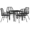 vidaXL Ensemble de salle &agrave; manger pour jardin 5 pc Noir polyrotin