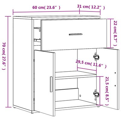 vidaXL Buffet chêne sonoma 60x31x70 cm bois d'ingénierie