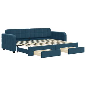 vidaXL Lit de jour avec gigogne et tiroirs sans matelas bleu 80x200 cm