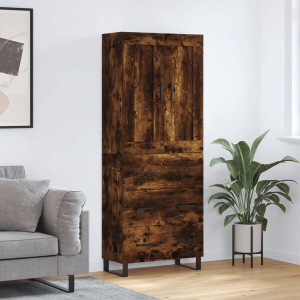 vidaXL Buffet haut Ch&ecirc;ne fum&eacute; 69,5x34x180 cm Bois d'ing&eacute;nierie