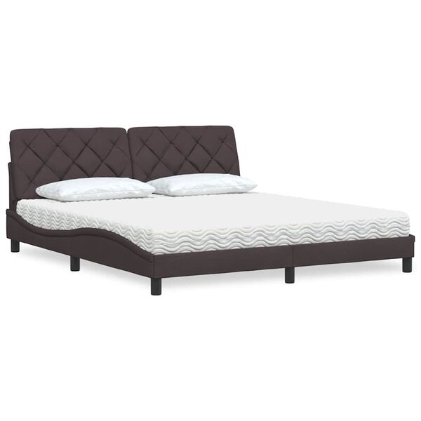 vidaXL Lit avec matelas marron fonc&eacute; 180x200 cm tissu