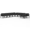 vidaXL Salon de jardin 10 pcs avec coussins Aluminium Anthracite