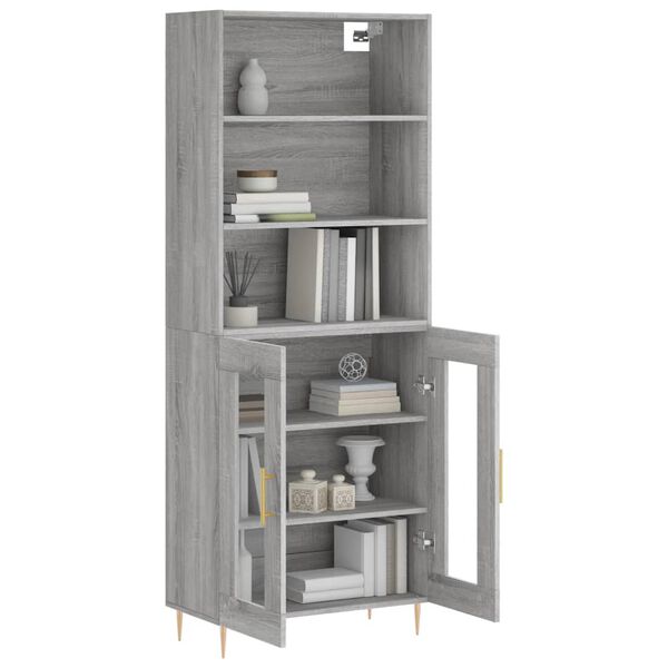 vidaXL Buffet haut Sonoma gris 69,5x34x180 cm Bois d'ing&eacute;nierie