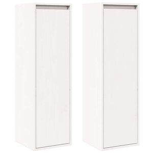 vidaXL Armoires murales 2 pcs Blanc 30x30x100 cm Bois de pin massif