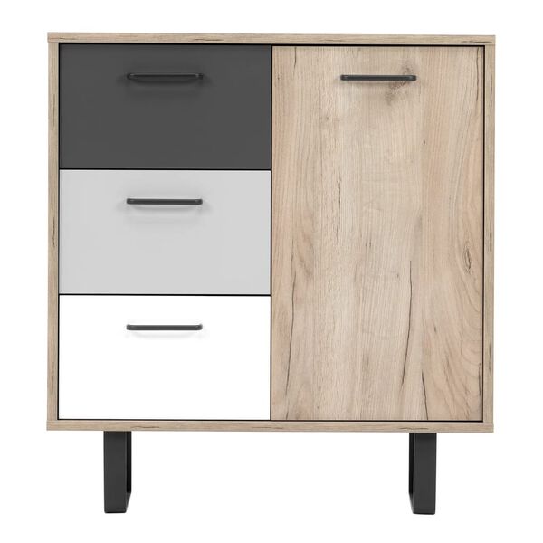 Finori Commode Orlando 1 Gris et ch&ecirc;ne artisanal