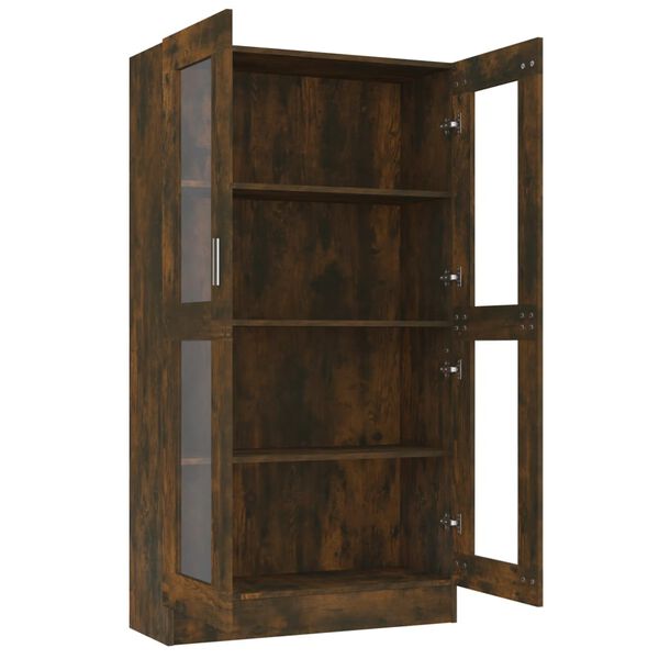 vidaXL Armoire &agrave; vitrine Ch&ecirc;ne fum&eacute; 82,5x30,5x150 cm Bois d'ing&eacute;nierie