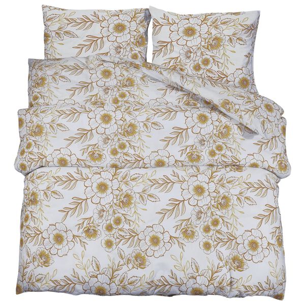 vidaXL Ensemble de housse de couette blanc et marron 135x200 cm Coton
