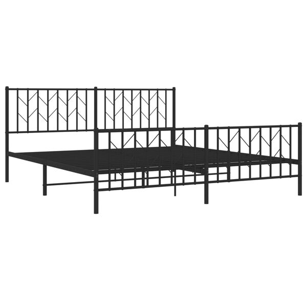 vidaXL Cadre de lit métal sans matelas avec pied de lit noir 180x200cm
