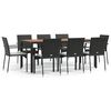 vidaXL Ensemble &agrave; manger jardin 9pcs et coussins noir r&eacute;sine tress&eacute;e
