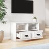 vidaXL Meuble TV blanc brillant 80x35x50 cm bois d'ing&eacute;nierie