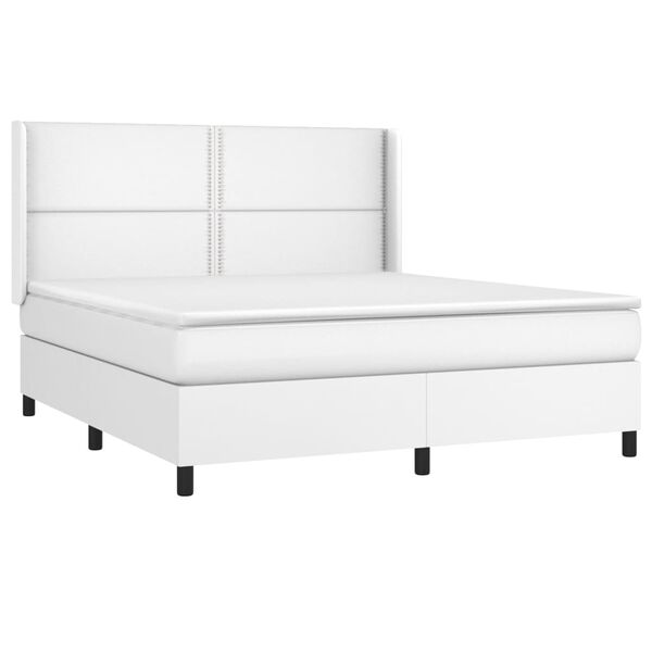 vidaXL Sommier &agrave; lattes de lit avec matelas Blanc 180x200cm Similicuir
