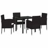 vidaXL Ensemble de salle &agrave; manger pour jardin 5 pc Noir polyrotin