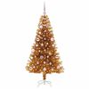 vidaXL Sapin de No&euml;l avec 150 LED avec support Dor&eacute; 150 cm PET