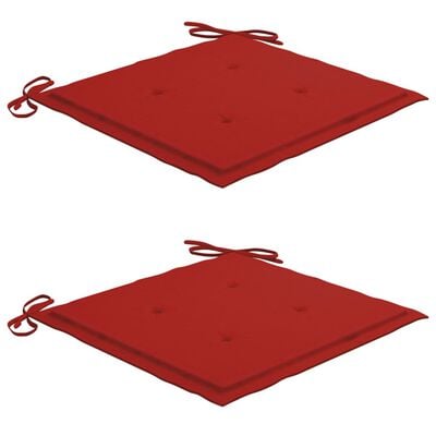 vidaXL Chaises de jardin 2 pcs avec coussins rouge Bois de teck massif