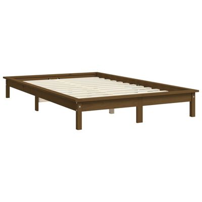 vidaXL Cadre de lit Marron miel 200x200 cm Bois de pin massif