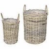 vidaXL Panier de Plante GENDT 2 pi&egrave;ces Gris naturel Rattan Kubu
