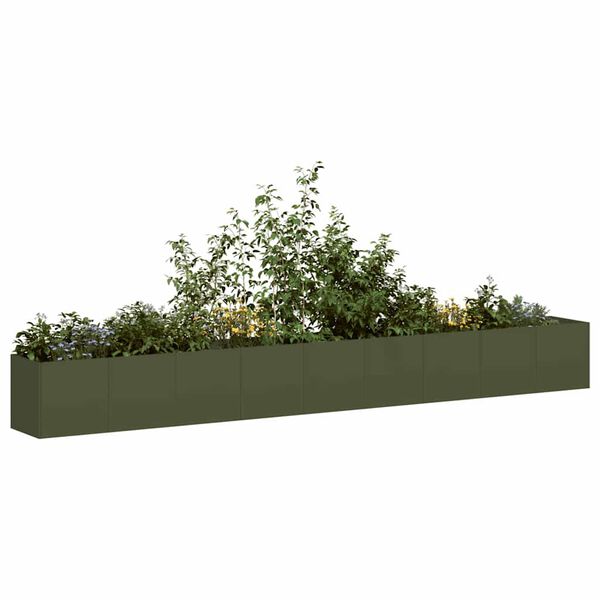vidaXL Jardini&egrave;re vert olive 360x40x40 cm acier lamin&eacute; &agrave; froid