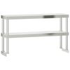 vidaXL &Eacute;tag&egrave;re de table de travail &agrave; 2 niveaux 110x30x65 cm inox