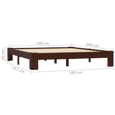 vidaXL Cadre de lit sans matelas marron foncé pin massif 160x200 cm