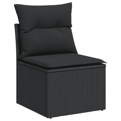 vidaXL Salon de jardin 11 pcs avec coussins noir résine tressée